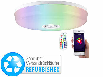 Deckenleuchte WiFi: Luminea Home Control LED-Deckenleuchte RGB + CCT, mit WLAN, Versandrückläufer