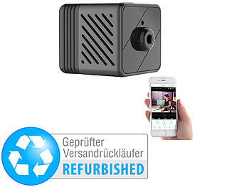 Ueberwachungskamera klein: 7links Micro-IP-Kamera mit Full-HD, Akku, PIR, Nachtsicht, Versandrückläufer