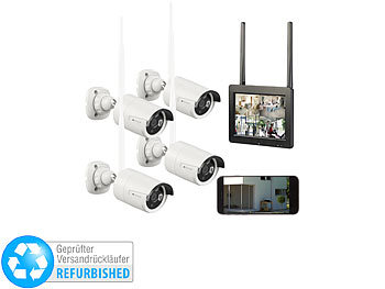 IR-Überwachungskameras: VisorTech Funk-Überwachungs-Set mit 7"-Touchscreen-Monitor, Versandrückläufer