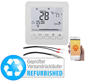 revolt Heizungs-Thermostat WLAN: 2er-Set WLAN-Fußbodenheizung-Thermostate  mit App, weiß (Thermostat Heizung Digital WLAN, Fußbodenheizung WLAN