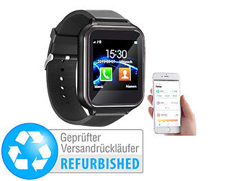 Smartwatch SIM: simvalley Mobile 2in1-Handy-Uhr & Smartwatch für Android, Versandrückläufer