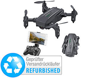 Drohne HD-Kamera: Simulus Faltbarer FPV-Mini-Quadrocopter, Full HD, WLAN, Versandrückläufer