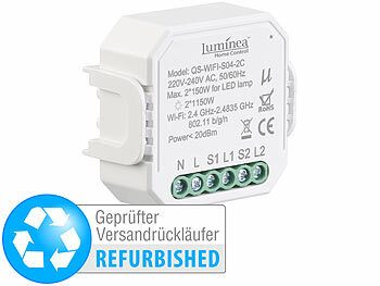 Luminea Home Control WLAN-Unterputz-2-Kanal-Lichtschalter, Versandrückläufer
