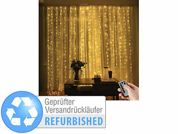 LED Vorhang: Lunartec LED-Lichtervorhang, 300 LED, Fernbedienung,Versandrückläufer