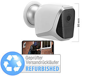 Kamera Videoüberwachung: VisorTech 2K-IP-Überwachungskamera mit Akku, App, Versandrückläufer