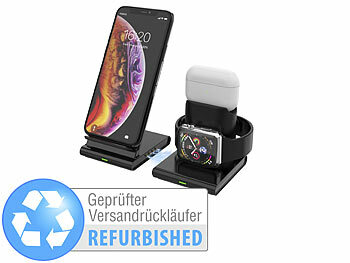 Ladestation Smartwatch: Callstel 3in1-Induktions-Ladestation für Smartphone, Versandrückläufer