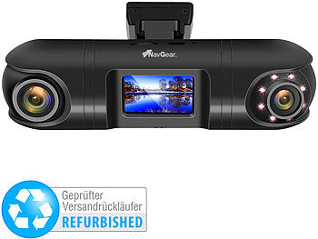 Dashcam mit Nachtsicht: NavGear QHD-Dual-Dashcam mit 2 Kameras, Versandrückläufer