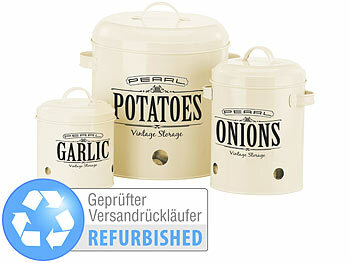 Rosenstein & Söhne 3er-Set Retro-Look Vorratsbehälter mit Deckeln, Versandrückläufer