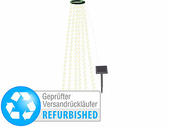Kerzen-Lichterkette: Lunartec Solar-Tannenbaum-Überwurf-Lichterkette, 12 Girlanden,Versandrückläufer