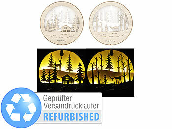 LED Echtholzbilder: Lunartec 2er-Set leuchtende Echtholzbilder Versandrückläufer