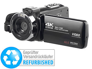 Video Cam: Somikon 4K-UHD-Camcorder mit Sony-Sensor, Versandrückläufer