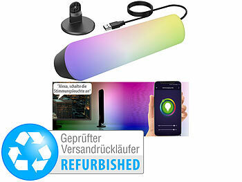WiFi-LED-Lampe Alexa: Luminea Home Control WLAN-USB-Stimmungsleuchte mit RGB+CCT-LEDs, Versandrückläufer