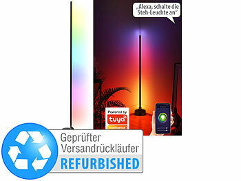 Stehlampe Alexa: Luminea Home Control WLAN-Steh-/Eck-Leuchte mit RGB-CCT-IC-LEDs, Versandrückläufer