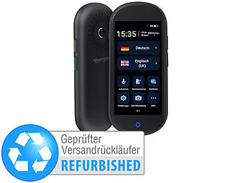 4G Wireless tragbar instant mehrsprachig mobil WiFi WLAN Touchscreen Übersetzung, Bluetooth: simvalley Mobile Mobiler Echtzeit-Sprachübersetzer, 106 Sprachen, Versandrückläufer
