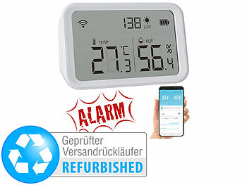 WLAN Thermometer: Luminea Home Control 3in1-WLAN-Sensor für Temperatur, Luftfeuchtigkeit, Versandrückläufer