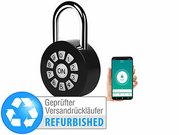 Vorhängeschloss Bügel: Xcase Metall-Vorhängeschloss mit Zahlencode und App, Versandrückläufer