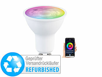 ZigBee LED GU10: Luminea Home Control LED-Spot GU10, RGB-CCT, 4,8W (ersetzt 35W), Versandrückläufer
