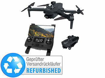Faltbare GPS-Quadrocopter mit 4K-Cam, WLAN und Apps Kardanstabilisatoren Köüfe: Simulus Faltbare GPS-Drohne, 4K-Cam, 360°-Abstandssensor, Versandrückläufer