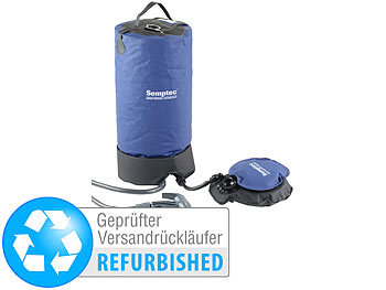 Camping-Dusche mit Pumpe: Semptec Tragbare Druck-Campingdusche mit Fußpumpe (Versandrückläufer)