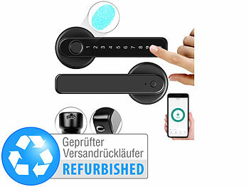 Türbeschlag Edelstahl: VisorTech Smarter Sicherheits-Türbeschlag mit Finger-Scanner, Versandrückläufer