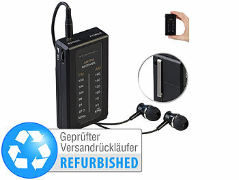 Mittelwellen Radio: VR-Radio Mobiles Mini-FM/AM-Transistorradio mit Ohrhörern, Versandrückläufer