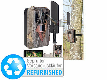 Fotofalle Wildkamera: VisorTech 4G/LTE-Akku-Wildkamera mit 2K-Auflösung, Versandrückläufer 