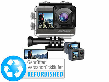 Wasserdichte Actioncam: Somikon 6K-Actioncam mit 2 Farbdisplays, WLAN, Versandrückläufer 