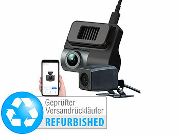 Dashcam WLAN: NavGear Kompakte 4K-Dashcam mit Full-HD-Heckkamera, Versandrückläufer 
