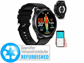 Smartwatch mit Brustgurt: newgen medicals Fitness-Smartwatch, EKG-, Herzfrequenz-& SpO2-Anzeige,Versandrückläuer