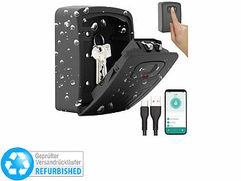 Alu-Schlüsselsafe: Xcase Smarter Schlüssel-Safe mit Fingerabdruck-Erkennung, Versandrückläufer 