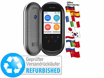 Sprachübersetzer Offline: simvalley Mobile Mobiler KI-Echtzeit-Sprachübersetzer, 136 Sprachen, Versandrückläufer