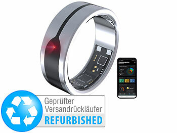 Fitness-Tracker Herren: newgen medicals Fitnesstracker-Ring, 2 mm, silber, Gr.57, Versandrückläufer