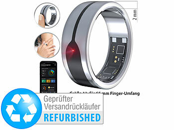 Smart Ringe Android: newgen medicals Fitnesstracker-Ring, 2 mm, silber, Gr.65, Versandrückläufer