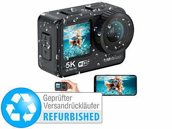 Kamera Unterwasser: Somikon Mini-Actioncam mit 5K-Auflösung, wasserdicht, Versandrückläufer