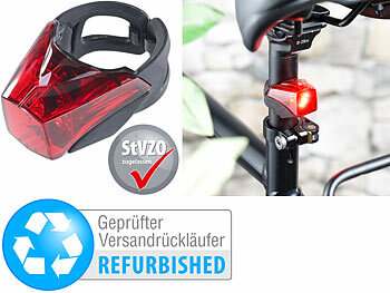 KryoLights LED-Fahrradrücklicht mit Akku, zugelassen nach StVZO,Versandrückläufer