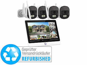 Sicherheit Kamera: VisorTech Funk-Überwachungssystem, Display-HDD-Rekorder, Versandrückläufer