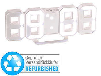 LED Uhr: Lunartec Große Digital-LED-Tisch- & Wanduhr, 7 Segmente (Versandrückläufer)