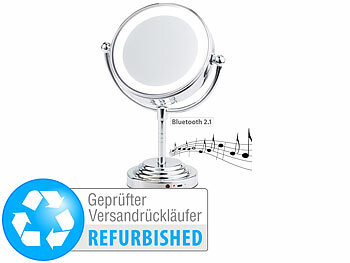 Vergrößerungs-Spiegel: Sichler Beauty LED-Kosmetikspiegel mit Akku, Bluetooth-Lautsprecher,Versandrückläufer