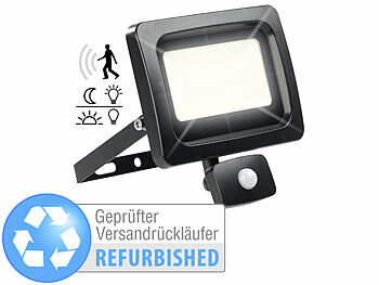 LED-außen-Fluter: Luminea LED-Fluter mit PIR-Sensor, 30 Watt, 2.400 Lumen, Versandrückläufer