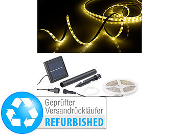 Solar LEDstrips: Lunartec Solar-LED-Streifen mit 180 warmweißen LEDs,Versandrückläufer
