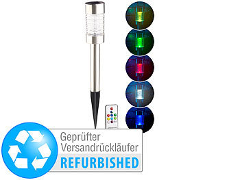 Lunartec Solar-RGB-LED-Wegeleuchte, Lichtsensor, Versandrückläufer