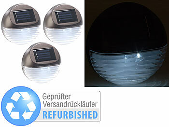 Gartenzaun Solarleuchten: Lunartec 3er-Set Solar-LED-Zaunleuchte für Hauswand & Treppe, Versandrückläufer