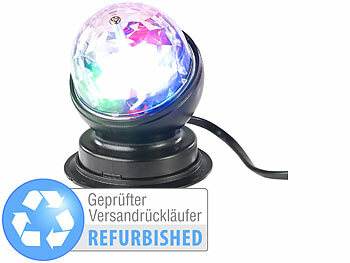 LED-Disco-Projektor: Lunartec Rotierende 360°-Disco-Leuchte mit LED-Farbeffekten, Versandrückläufer