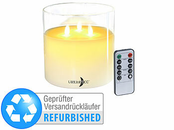 Lunartec LED-Echtwachs-Kerze-Windglas, 3 bewegliche Flammen, Versandrückläufer 