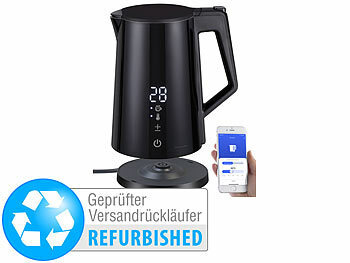 Smart Wasserkocher Alexa: Rosenstein & Söhne Smarter WLAN-Wasserkocher 1,7 l Cool-Touch, Versandrückläufer