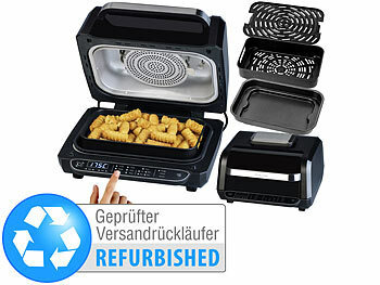 Rauchfreier BBQ Grill: Rosenstein & Söhne Digitale 3in1-Heißluft-Fritteuse mit Tischgrill, Versandrückläufer