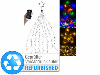 LED Lichterkette App: Lunartec Christbaum-Überwurf-Lichterkette, 320 RGBW-LEDs, Versandrückläufer
