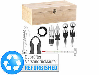 Weinflaschenverpackung: Carlo Milano 9-teiliges Sommelier-Set in edler Holz-Geschenkbox, Versandrückläufer