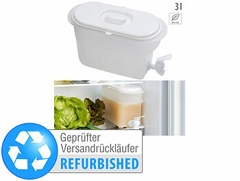 Cocktail Spender: Rosenstein & Söhne Getränkebehälter für Kühlschrank mit Zapfhahn, Versandrückläufer