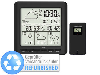 Wetterstation Uhr: infactory WLAN-Funk-Wetterstation mit Außensensor, LCD-Display,Versandrückläufer